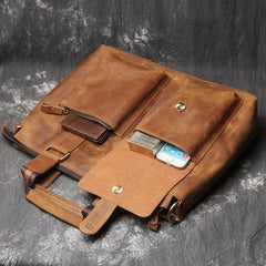 Leather Mens Briefcase 13inch Laptop Handbag Work Bag Business Bag Shoulder Bag For Men