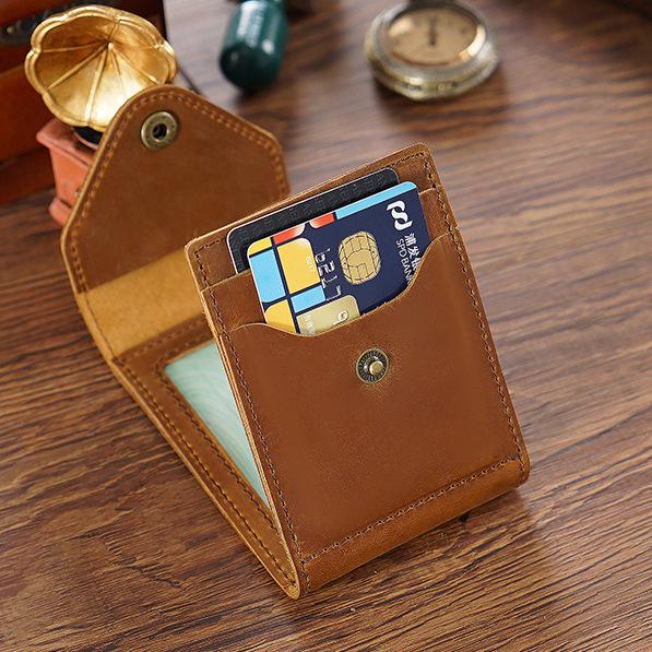 Leather Small Mens Wallet Zipper billfold Front Pocket Wallet Driver's License Card Wallet for Men