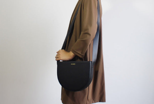 Genuine Leather Round Saddle Purse Bag Shoulder Bag for Women Leather Crossbody Bag - EverHandmade