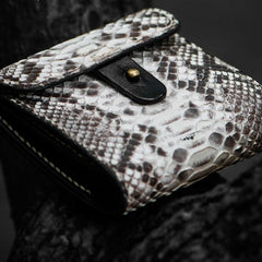 Handmade Leather Boa Skin Tooled Mens billfold Wallet Cool Small Wallet for Men