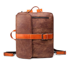 Cool Brown Leather Men's Messenger Bag Handbag Backpack Briefcase For Men