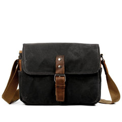 Cool Waxed Canvas Leather Mens Casual Waterproof Messenger Bag Camera Bag Side Bag For Men