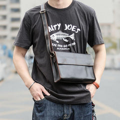 Dark Coffee Leather Mens Casual Small Courier Bag Messenger Bags Amber Postman Bag For Men