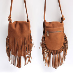 Handmade WOMENs LEATHER Tassels Shoulder Bag Vintage Crossbody Purse With tassels