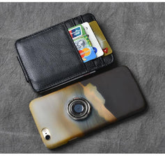 Black Leather Mens Front Pocket Wallet billfold Card Wallet Money Clip For Men
