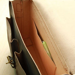 Handmade Vintage Leather Mens Cool Messenger Bags Gray Shoulder Bag for Men