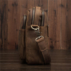 Cool Mens Leather Small Side Bag Small Messenger bag Shoulder bag For Men