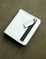 Cute Women Gray Leather Small Bifold Wallet Billfold Wallet with Coin Pocket For Women