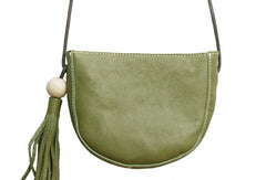 Genuine Leather Cute Crossbody Bag Circle Saddle Bag Shoulder Bag Women Girl Fashion Leather Purse