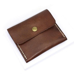 Handmade Leather Mens Front Pocket Wallet Card Wallet Slim Small Change Wallet for Men