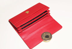 Genuine leather Bifold Cute billfold clutch purse long wallet purse clutch women - EverHandmade