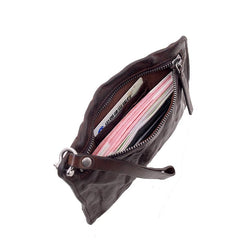 Cool Black Leather Mens Wristlet Wallets Zipper - Card Slots Detail
