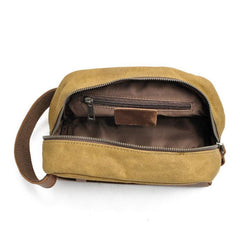 Cool Waxed Canvas Leather Mens Wristlet Bag Vintage Clutch Zipper Bag for Men