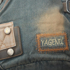 Jean Denim Mens Large Sling Bag Blue Chest Bag Jean One Shoulder Backpacks For Men
