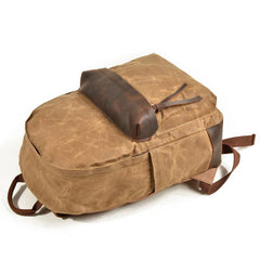 Waxed Canvas Leather Mens Camera Backpack Canvas Travel Backpack Canvas Camera Backpack for Men