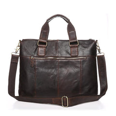 Vintage Brown Leather Men 15.6 inches Briefcase Handbag Brown Laptop Handbag Business Bag For Men