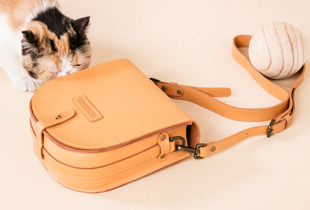 Handmade Leather Purse Saddle Bag Round Circle Bag Messenger Bag Crossbody Bag Shoulder Bag Purse For Women - EverHandmade