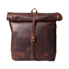 Vintage Brown Leather Mens Backpack Large Travel Backpack Hiking Backpack for men