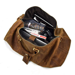 Vintage Leather Mens Large Weekender Bag Travel Bag Duffle Bag