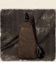 Casual Brown Sling Bag LEATHER MENS Sling - Card Slots Detail