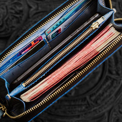 Handmade Leather Mens Tibetan Chain Biker Wallet Cool Leather Wallet Long Clutch Wallets for Men