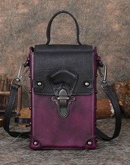 Leather Womens Small Box Shoulder Bag Cube Small Handmade Handbag Purse for Ladies