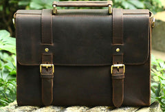 Handmade Leather Mens Cool Messenger Bag Briefcase Square Bag Chest Bag Bike Bag Cycling Bag for men