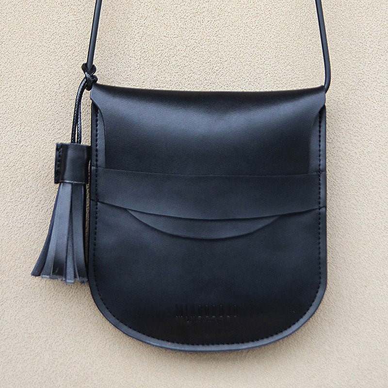 Handmade LEATHER WOMEN Round Saddle SHOULDER BAG Circle Crossbody Purse FOR WOMEN