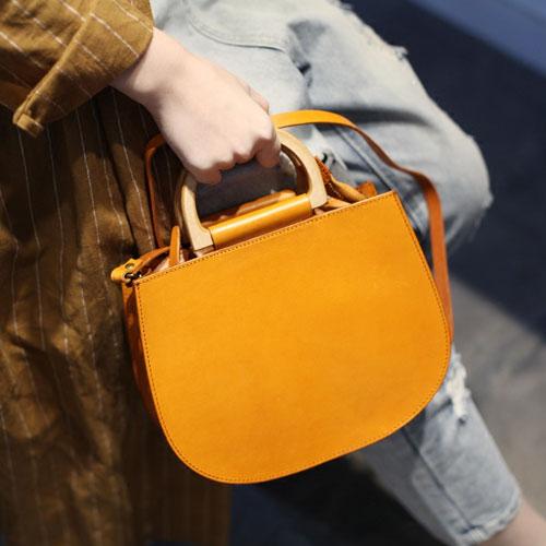 Circle Handle Bag Wooden Round Shaped Purses - Annie Jewel
