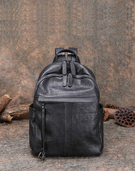 Handmade Black Gray Leather Backpack Womens Best School Rucksack Ladies Leather Backpack Purses