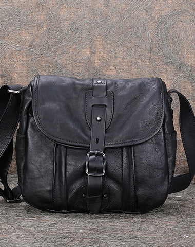 Best Black Gray Leather Womens Shoulder Bag Vintage School Messenger Bag for Ladies