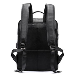 Cool Leather Black Mens Backpacks Vintage School Backpack Travel Backpack Bags for Men
