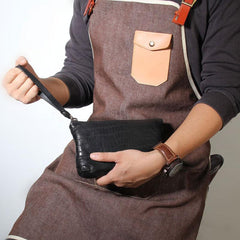 Genuine Leather Mens Clutch Cool Slim Wallet Zipper Clutch Wristlet Wallet for Men