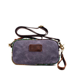 Cool Canvas Mens Green Clutch Bag Mini Side Bag Gray Small Messenger Bag For Men