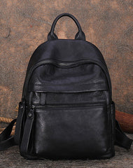 Best Vintage Black Gray Leather Rucksack Womens Vintage School Backpacks Leather Backpack Purse