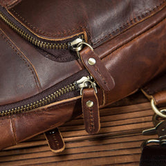Cool Vintage Leather Mens Sling Bag Chest Bag Vintage One Shoulder Backpack For Men