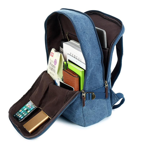 Canvas Mens 14" Black Computer Backpack Green Travel Backpack Blue College Backp SCC00991035