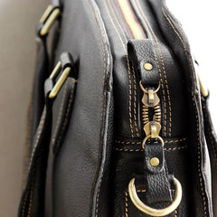 Vintage Black Leather Mens Briefcases Work Bag Laptop Bag Business Bag for Men