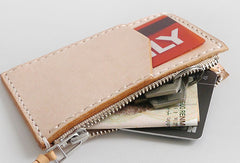 Handmade Leather card change zipper coin wallet purse cute small women wallet