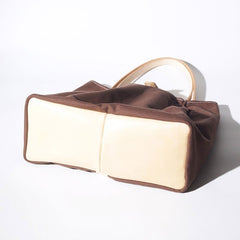 Handmade Coffee Canvas Leather Womens Tote Purse Handbag Tote Shopper Bag for Women