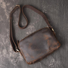 Cool Brown Leather Men's Small Shoulder Bag Messenger Bag Side Bag For Men