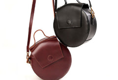 Handmade handbag purse leather round crossbody bag purse shoulder bag for women