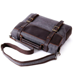 Waxed Canvas Leather Mens Side Bag 14‘’ Messenger Bag Computer Bag For Men