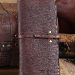 Genuine Leather Mens Cool Slim Long billfold Leather Wallet Men Small Wallets Bifold for Men