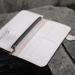 Handmade Mens Vintage Leather Long Biker Wallet Cool Long Chain Wallet for Men