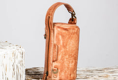 Handmade Leather Handbag Purse Bucket Bag Round Circle Bag Crossbody Bag Shoulder Bag Purse For Women
