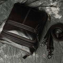 Mens Leather Small Side Bag Messenger Bag Courier bag for Men