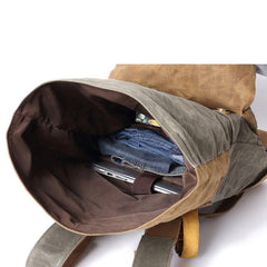 Waxed Canvas Mens Travel Backpacks Canvas School Backpacks Laptop Backpack for Men