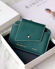 Cute Women Green Leather Card Holders Slim Card Wallet Coin Holder Change Wallet For Women