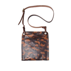 Casual Coffee Leather Men Vertical Side Bag Green Small Messenger Bag Camouflage Courier Bag For Men